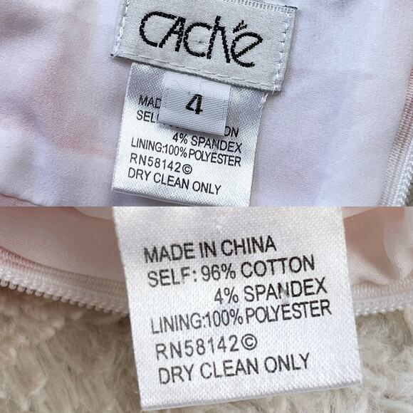 Cache strapless coral orange abstract print mini dress ruffle hem Y2K vintage 4 - Picture 4 of 16